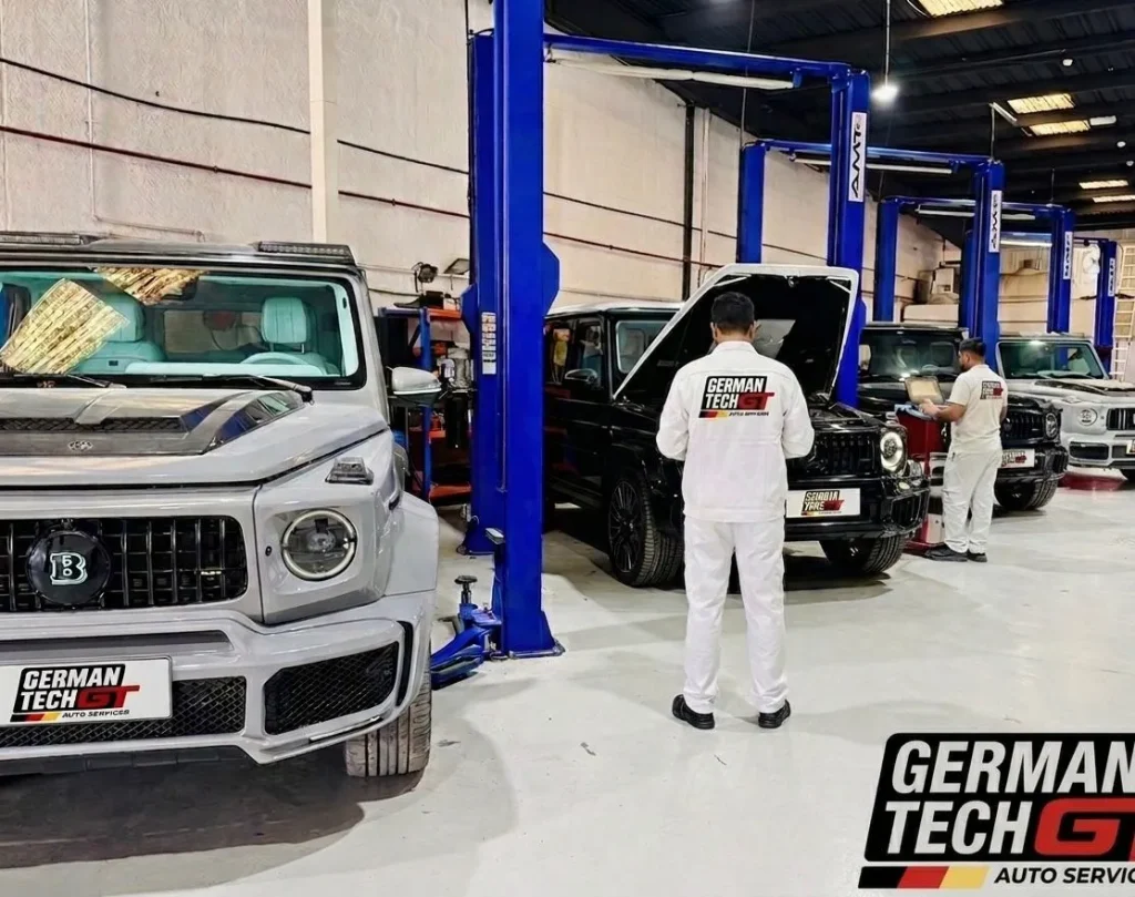 German and luxury car repair service center in Dubai showing all car brands serviced at Al Quoz workshop